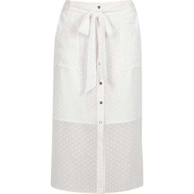 White button through midi skirt